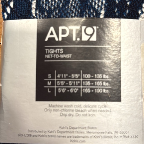 NWT Apt.9 navy blue tights net-to-waist size small. - Picture 4 of 6